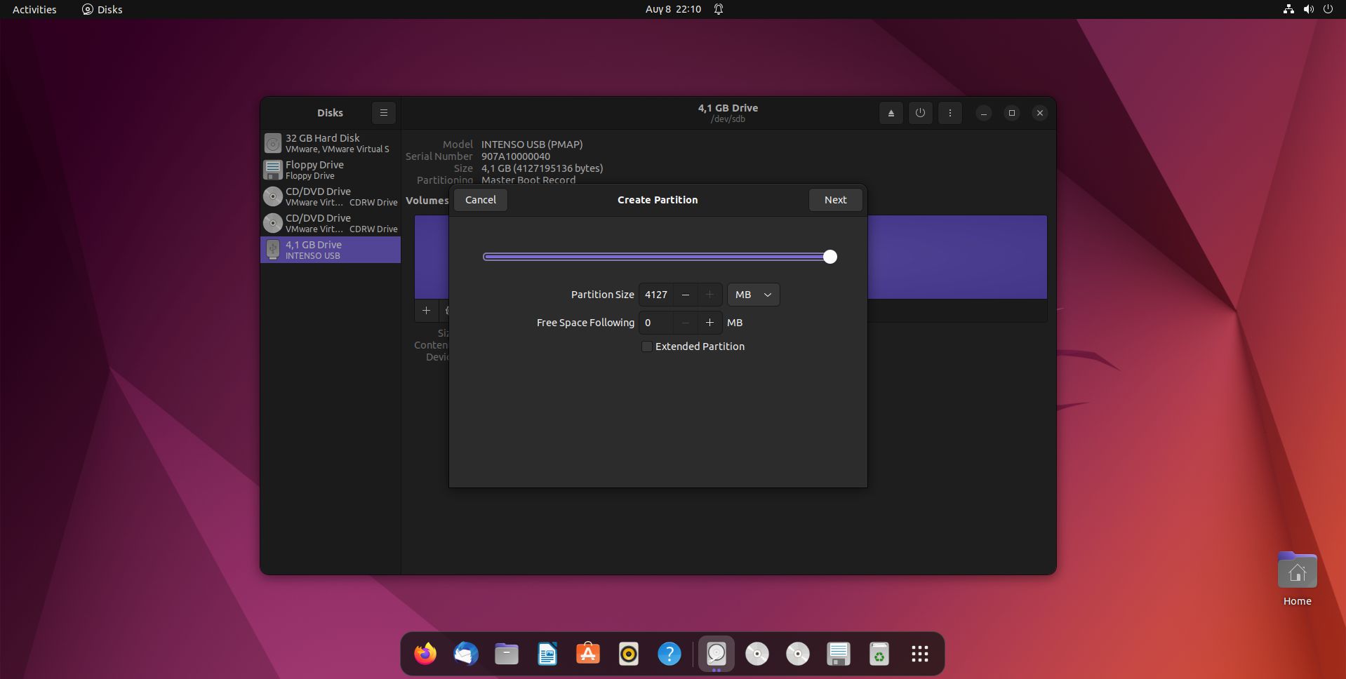 Linux Disks Partition Settings