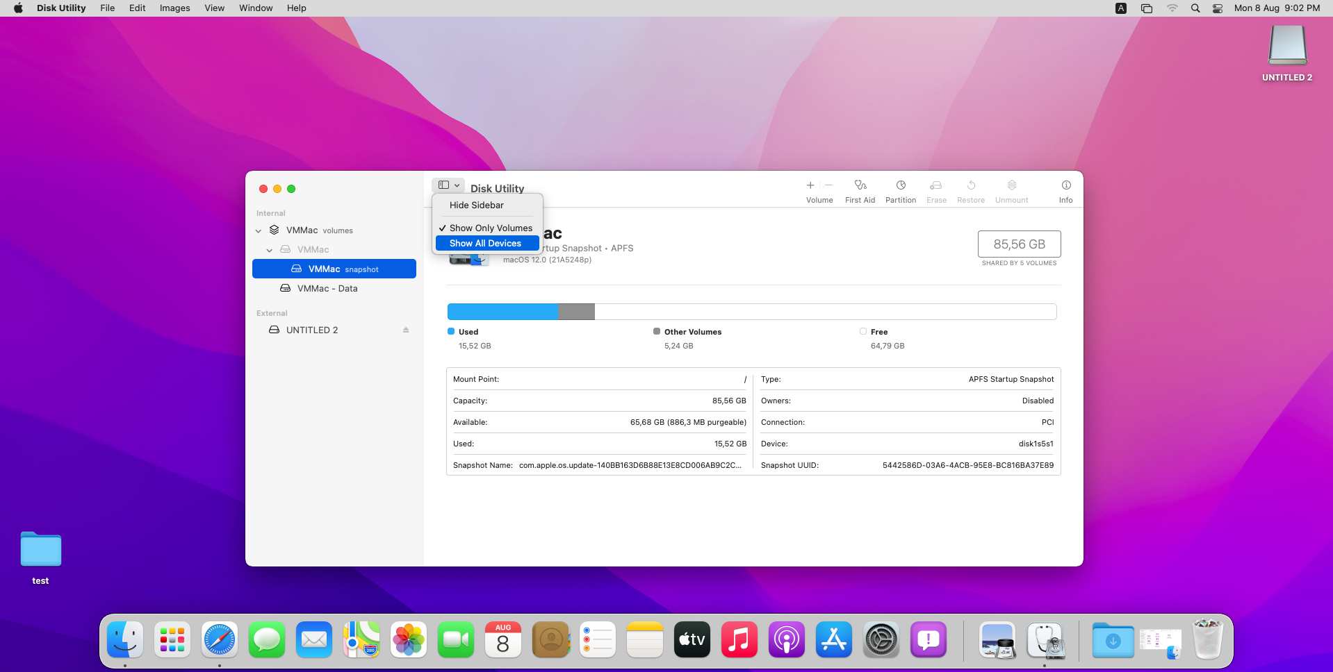 MacOS Disk Utility Change View Mode