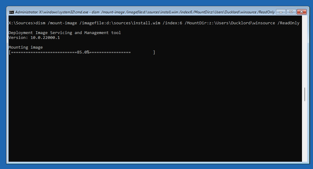 Windows Setup Command Prompt Mounting Image