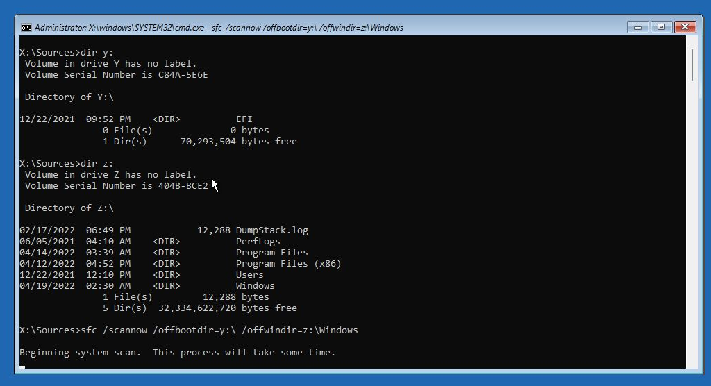 Windows Setup Command Prompt Dir Volumes