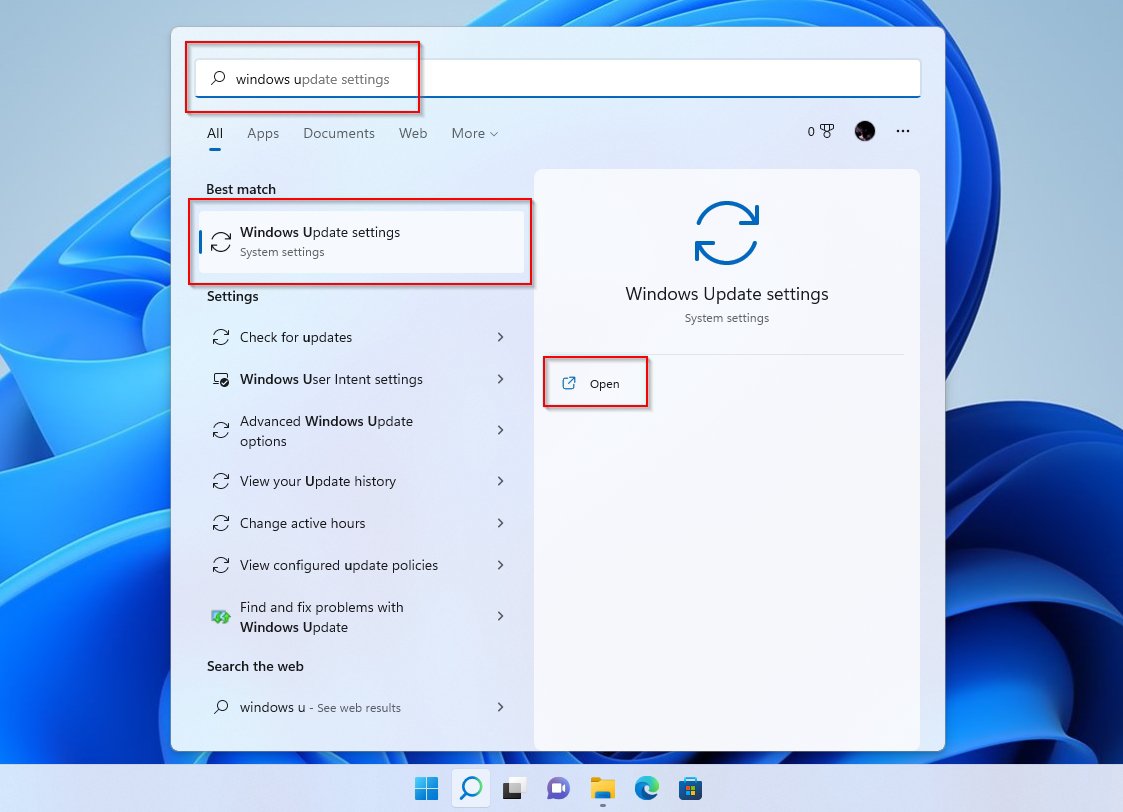 Windows Update Settings In Windows 11 Start Menu